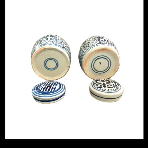 Happiness Jars -Double Blue Underglaze Rings - Picture 2 of 2